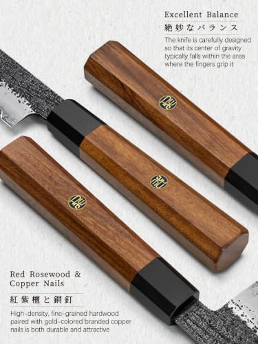 HOSHANHO 7 Pcs Knife Set, Ultra Sharp Knife Sets with Magnetic Knife Block - size: 7 Pieces Knife Set