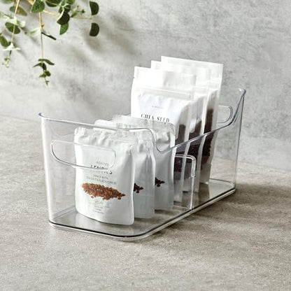 iDesign Divided Fridge Organizer Bin with Handles, Clear