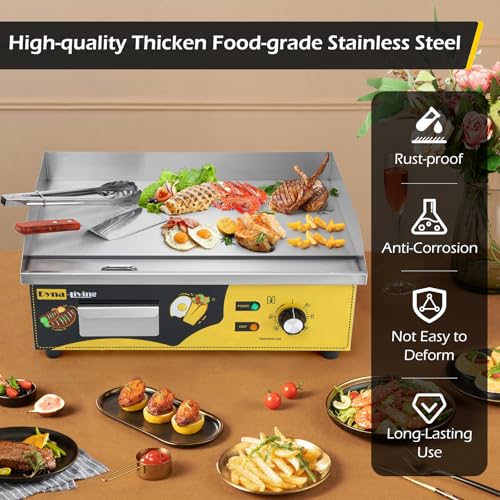 Dyna-Living Commercial Electric Griddle 22'' Stainless Steel Flat Top Grill - color: Stainless Steel