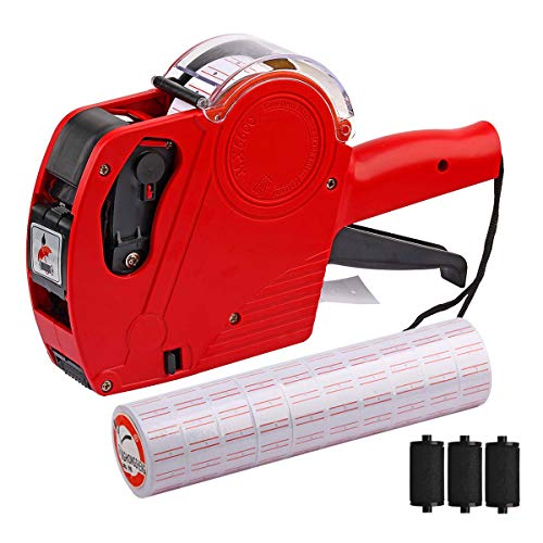 MX-5500 8 Digits Price tag Gun with 5000 Sticker Labels, Pricing Gun Kit for Office, Retail Shop, Grocery Store (A/Red) - color: A/Red