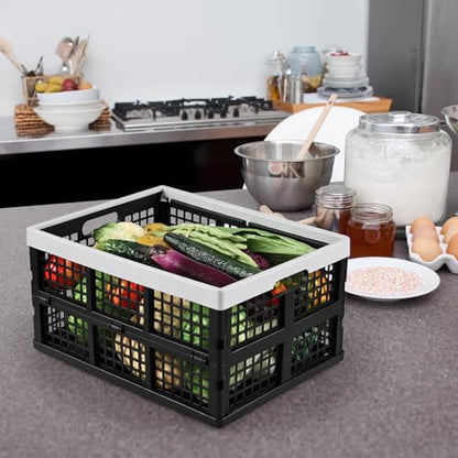 2-Pack 34 L Plastic Collapsible Storage Crates, Stackable Basket Bin - size: 34 liter