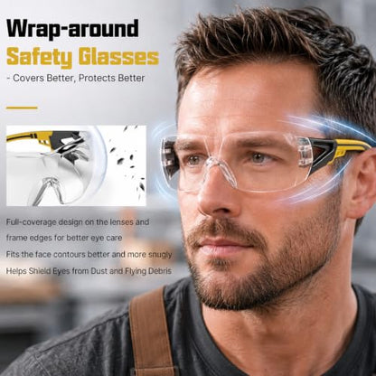 24 Pack Clear Safety Glasses Bulk for Men Women ANSI Z87.1 UV Protection - color: Yellow