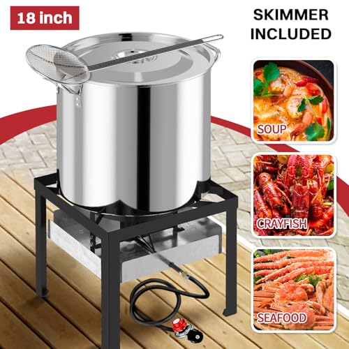 100QT Crawfish Boiler | Stainless Steel Seafood Boil Pot with Basket - size: 100QT+Cover+Skimmer