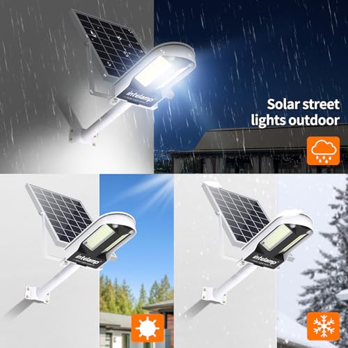 intelamp Solar Street Lights Outdoor Waterproof 3000LM 12500mAh Dual Sensor - size: White 1 pack
