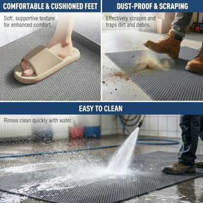 Drainage Non Slip Flooring Mats Swimming Pool Bathroom Anti-Fatigue Rubber Matting 3x10 Ft Heavy Duty Commercial Anti Slip Floor Mats for Garage Restaurant Sauna SPA,Gray/Grey,0.9×3M - color: Gray/Grey