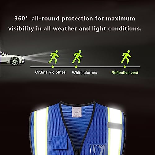 Hi Vis Reflective Safety Vest for Men Women,Meets ANSI/ISEA - color: Blue, size: X-Large