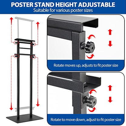 2Pack Poster Stand for Display, Heavy Duty Floor Standing Sign Holder, Double-Sided Poster Board Stand, Adjustable Height Up to 80 inch, Outdoor Banner Stand for Board & Foam Display, Black - size: 2 Pack Poster Stand