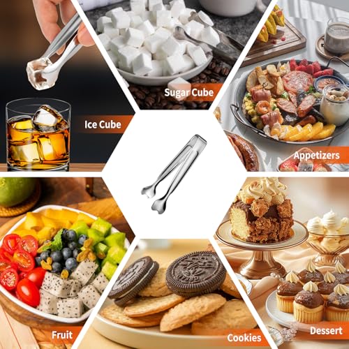 Mini Serving Tongs, Anytrp 18-Packs Stainless Steel Sugar Tongs, 4.3inch Ice Tongs Kitchen Appetizers Tongs for Coffee Bar, Tea Party, Desserts Party, Sugar and Ice Bucket - color: Silver, size: 4.3inch-18pcs