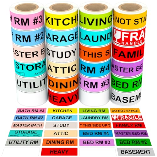 1440 Count 1" x 4.5" Color Coded Moving Labels for Boxes - 24 Rolls - size: 1" x 4.5"