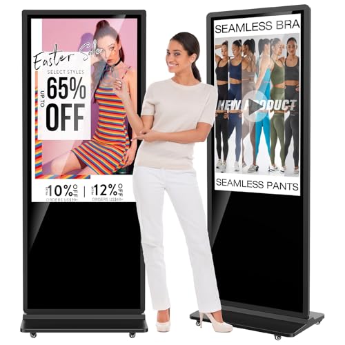 55 Inch 4K Touchscreen Digital Signage,Indoor Floor Standing Digital Kiosks & Interactive Displays,Commercial Advertising LCD Totem Android System Auto Media Player HDMI Input,Free Custom Logo,Black - color: black, size: 55 inch, style: TouchScreen