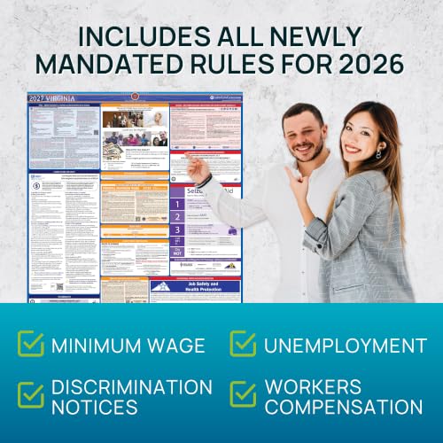 Labor Law Poster Virginia 2027, Paper Unlaminated, State, Federal Notices - style: English (Paper)