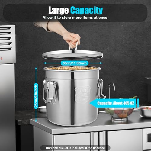 12L/3.17 Gal Stainless Steel Food Storage Container with Lid - size: 3.17 gal