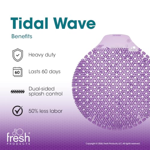 Fresh Products Tidal Wave Urinal Screen Reduce Urine Splash Easy Installation Freshens for 60 Days Long Lasting Fragrance Fabulous Purple Made in USA 6pk Urinal Screens
