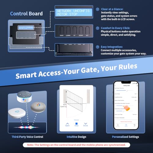 TOPENS XD551S Smart Solar Single Swing Gate Opener Medium Duty - size: 660lbs+Solar