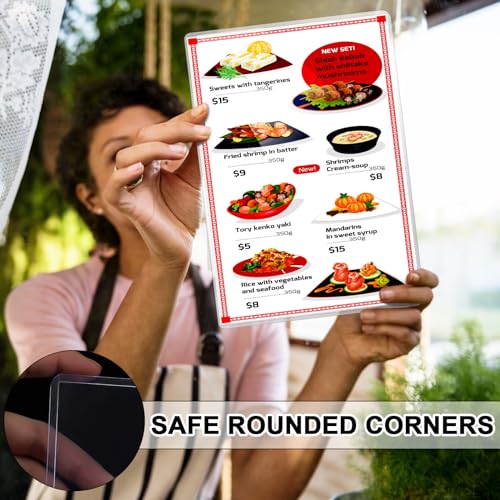 Zhanmai 96 Pcs Clear Vinyl Menu Cover 8.5'' x 14'' Reusable Menu Holder Restaurant Menu Covers Double Sided 2 View Menu Sleeves, Two Viewing Surfaces