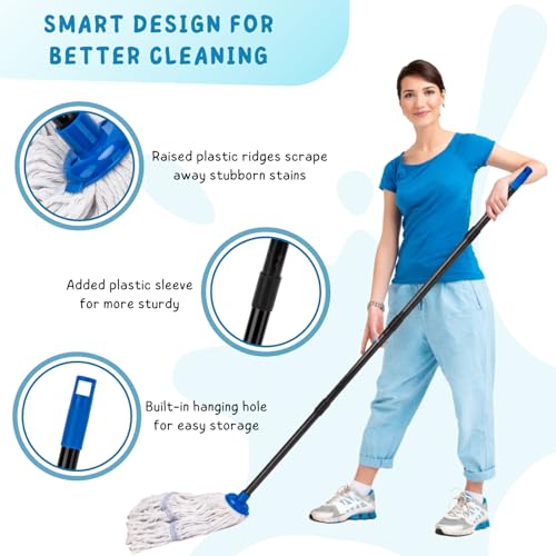 Mops for Indoor Floor Cleaning, Small Cotton String Mop with 51'' Handle - size: 51in