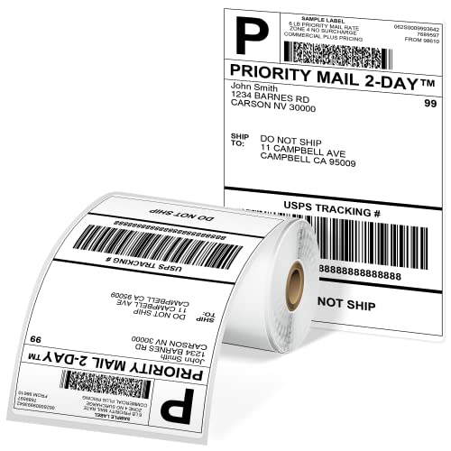 100 PCS 4x6 Thermal Label Roll - White 4"x6" Labels Shipping Supplies Labels for Thermal Label Printer - Permanent Adhesive Thermal Shipping Label for Shipping Packages - Water/Oilproof Mailing Labels - color: White-100