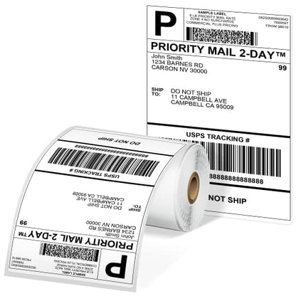100 PCS 4x6 Thermal Label Roll - White 4"x6" Labels Shipping Supplies Labels for Thermal Label Printer - Permanent Adhesive Thermal Shipping Label for Shipping Packages - Water/Oilproof Mailing Labels - color: White-100