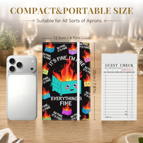 Server Book,7 Pocket Zipper Organizer,Server Books for Waitress - color: Dumpster Fire