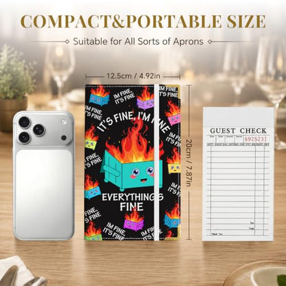 Server Book,7 Pocket Zipper Organizer,Server Books for Waitress - color: Dumpster Fire