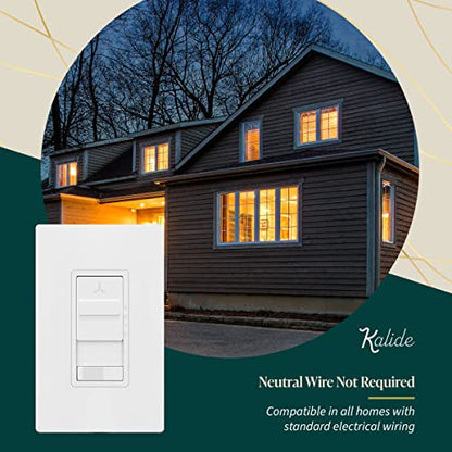 TOPGREENER Kalide Light Switch and 3-Speed Ceiling Fan Control Combo, in Wall Light and Fan Combination Switch, Single Pole, 2.5A, 720W, Neutral Wire Not Required, TGSFS3-W, White - color: White, size: Light Switch with Fan