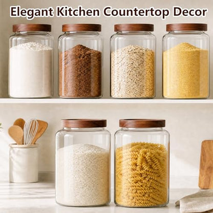 Joypeace 2 Pack 1.2 Gallon Large Glass Jars with Airtight Screw-On Lids, 155 oz Food Storage Containers, Large Canisters for Flour, Rice, Sugar, and Dry Goods to Organize Your Kitchen Pantry