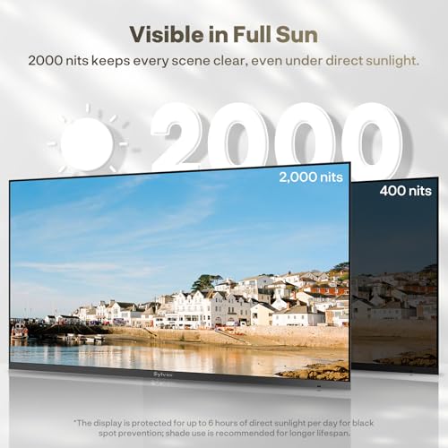 SYLVOX Outdoor TV, 55 inch Full Sun TV 2000 nits, Ultra-Narrow Bezel - size: 55-inch, style: Frameless Pro