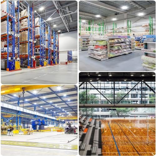 XYCN 4 Pack 500W UFO Led High Bay Light,120VAC,6000K Daylight Commercial Bay Lighting,IP66 Waterproof,71050LM,2150W MH/HPS with Plug Area Lighting for Warehouse/Shop/Workshop/Barn/Gym/Factory - size: 500W 4pack UFO high bay light