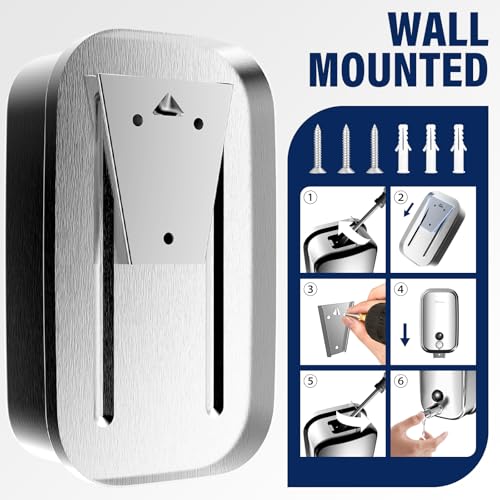 Commercial Soap Dispenser Wall Mount 304 Stainless Steel, Manual Liquid Hand Soap Dispenser for Bathroom Restroom Restaurant Hotel Office, Anti-Leak Pump - size: 1000ml(35oz)