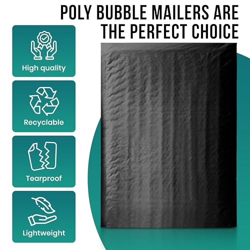 Levex - #0 6" x 10" [100 Pack] Black Poly Bubble Mailers, Padded Envelope Mailers, Packing Envelope & Mailing Bags for Shipping - color: Black, size: #0 - (6" x 10")