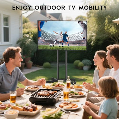 BONTEC Rolling TV Stand for 32-75 Inch TVs, Heavy Duty TV Stand, Black - color: Black, size: 32-75 IN
