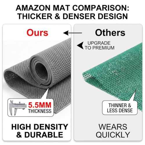 Drainage Non Slip Flooring Mats Swimming Pool Bathroom Anti-Fatigue Rubber Matting 3x10 Ft Heavy Duty Commercial Anti Slip Floor Mats for Garage Restaurant Sauna SPA,Gray/Grey,0.9×3M - color: Gray/Grey