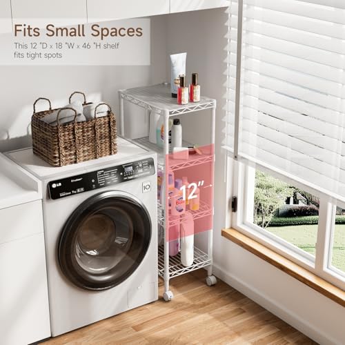 Golpart 4Tier Adjustable Storage Shelves Metal Wire Shelving Standing Shelf - color: White, size: 4-tier-11.6"Dx17.6"Wx44.2"H