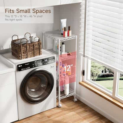 Golpart 4Tier Adjustable Storage Shelves Metal Wire Shelving Standing Shelf - color: White, size: 4-tier-11.6"Dx17.6"Wx44.2"H