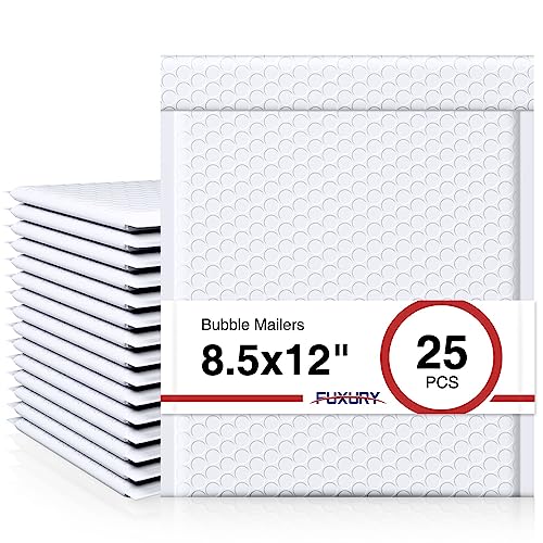 Fuxury Bubble Mailers 8.5x12" 25 Pack Self-Seal Adhesive Padded Envelopes - color: White, size: 8.5x12" 25PC