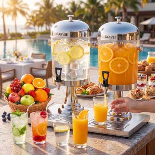 Garvee 4.4 Gallon Beverage Dispenser, Cold Drink Dispenser with Ice Core - color: Silver, size: 4.4 Gallon