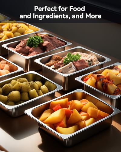 ZeroPone Hotel Pans with Lids, 4 Pack 1/2 Size 4" Deep - color: 4" Deep 4 Pack, size: 1/2 Size