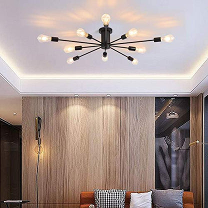 Garwarm Black Sputnik Ceiling Light Fixture, 10-Light Sputnik Chandelier - color: 10-Light,Black