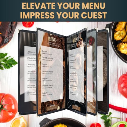 8.5 x 11 Inch Menu Covers, 10 Pack 5 Page 10 View Menu Sleeves Clear View Menu Holder for Kitchen, Restaurant Supplies, Drink, Wine Menu - size: 5 page