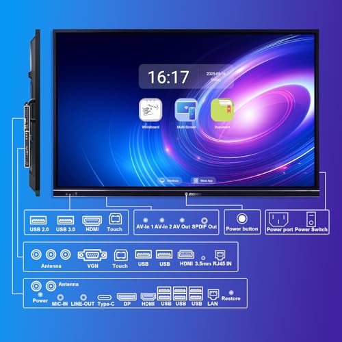 75‘’ Smart Board, 4K UHD Interactive Whiteboard for Office - size: 32"W x 68"H