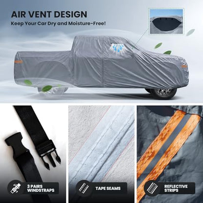 Silverado 1500 Truck Cover Custom Fit 2019-2026 Regular/Double Cab Short/Long Bed(6.5'-8') With Door Zipper, 10 Layers Outdoor Heavy Pickup Truck Cover Waterproof All Weather, Wind Dust Sun Protector. - size: Custom Fit Silverado 1500 Regular/Double Cab S
