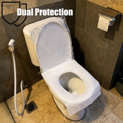 Disposable Toilet Seat Cover - 20pcs Toilet Seat Cover 16 * 22inch and 20pcs Toilet Lid Cover 18 * 20inch Individually Wrapped Toilet Cover Set for Travel, Camping, Public Restroom, Road Trip Use