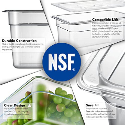 CURTA 6-Pack 1/3 Size 6" Deep NSF Polycarbonate Food Pans | Dishwasher & Freezer Safe Clear Container for Prep Tables, Buffet, Salad Bar, Commercial & Home Kitchen - color: 1/3 Size, size: 6" Deep