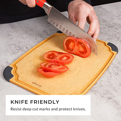 Elihome Essential Series Cutitng Board for Kitchen- Natural Wood Fiber, Dishwasher Safe, Eco-Friendly, Juice Grooves, Non-slip Feet, Non-Porous, Reversible, BPA Free, Medium - 12" x 8", 12pcs Pack - style: 12 Pack (M)