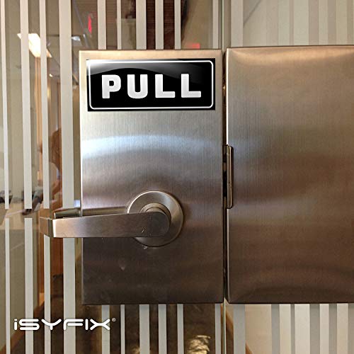 iSYFIX Push Pull Stickers Sign, 5x2 Inch, 2 Pack, Black/White - color: Black / White, size: Horizontal 2x5