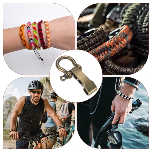 Paracord Bracelet Shackle Buckle [4PCS] - Adjustable Metal O Bow Shackle Use for Survival Bracelets Belt & Outdoor Rope - [Bronze-Flat Head] Screw Pin Anchor Buckles - color: Bronze