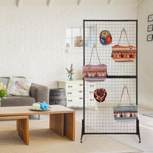 2 Packs 3' x 6' Grid Wall Panels Standing Wire Grid, Sturdy Display Rack with T-Base Wheels Freestanding Gridwall Panel Tower for Shows, Black - size: 2 Pack 3' x 6'