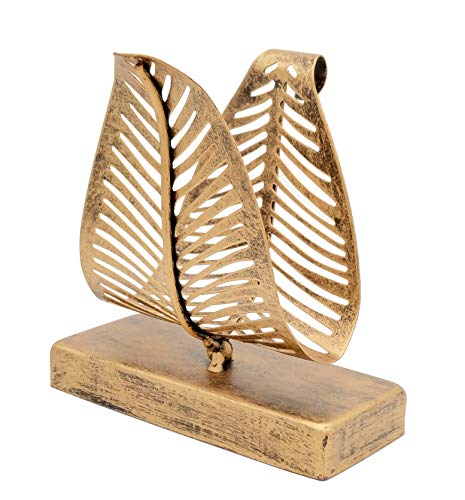 OwlGift Freestanding Modern Napkin Holder with Leaf Design, Tabletop Tissue Dispenser, Countertop Napkin Storage Organizer – Bronze - color: Bronze