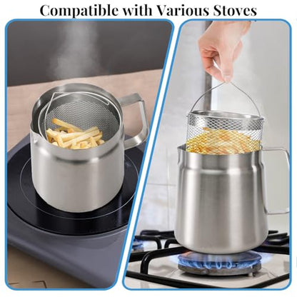 ZAVOOS 68 Oz 304 Stainless Steel Oil Filter Pot with Basket and Strainer