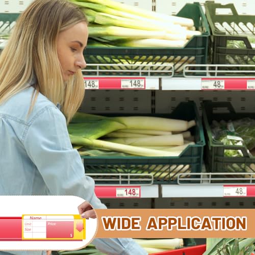 Spiareal 50 Pcs Shelf Label Holders Adhesive Price Tag Strips, Red - color: Red